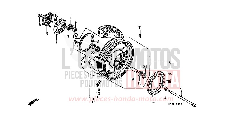HINTERRAD von Pan-European ABS LAPIS BLUE METALLIIC (PB257D) von 1993